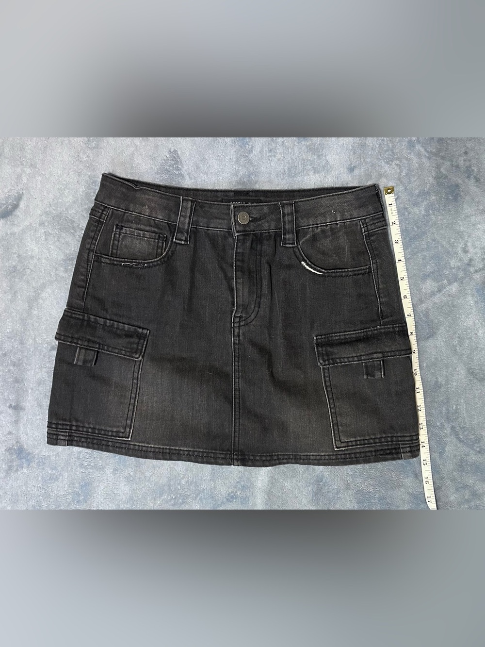 Sincerely Jules Black Denim Cargo Mini Skirt